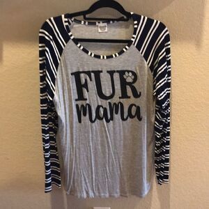 Fur Mama Gray and Black Striped Plus Size
